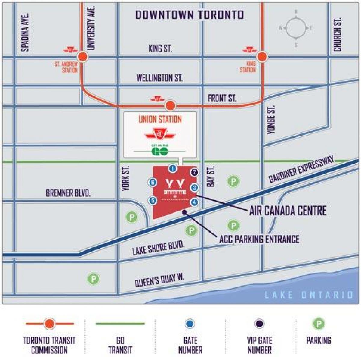 نقشه Air Canada Centre پارکینگ - ACC