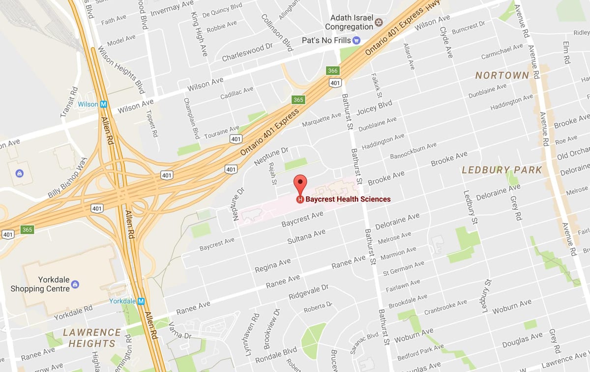 نقشه Baycrest علوم سلامت تورنتو