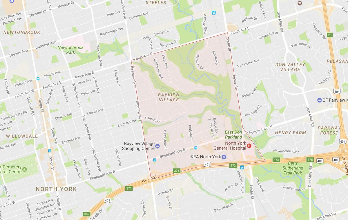 نقشه Bayview ایجاد کرد محله تورنتو