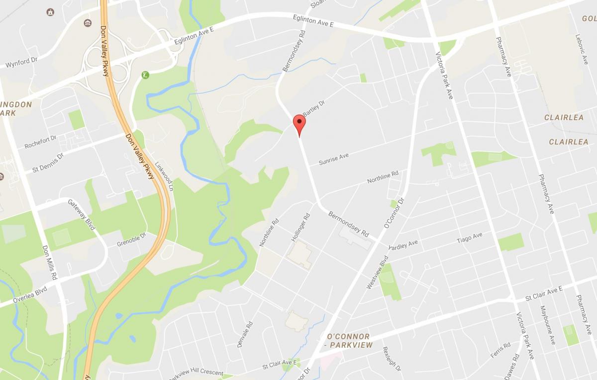 نقشه Bermondsey محله تورنتو