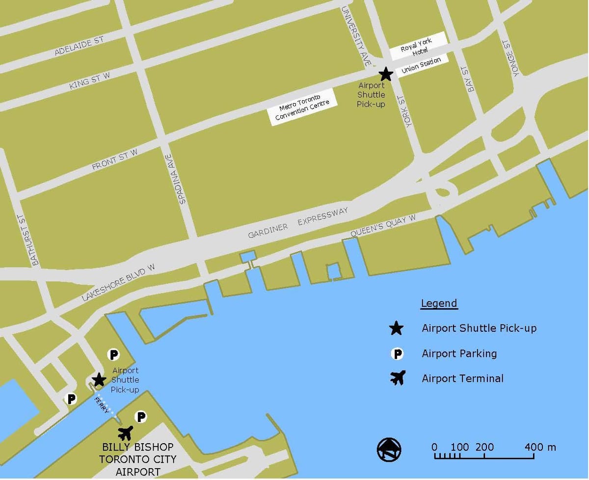 نقشه Billy Bishop پارکینگ فرودگاه