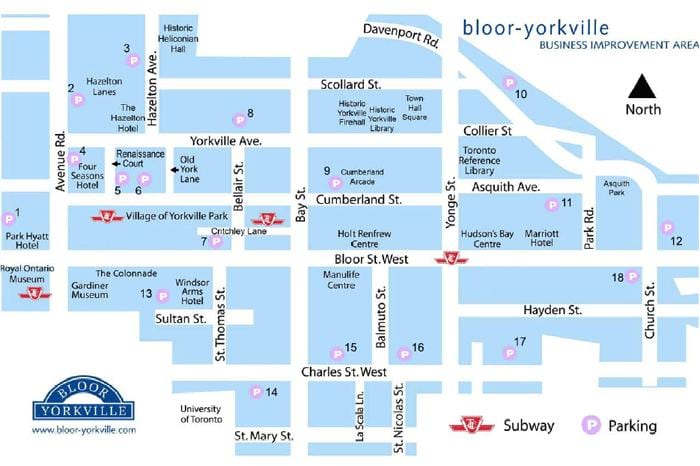 نقشه Bloor یورکویل مترو