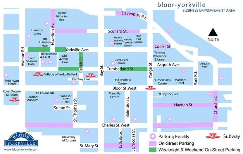 نقشه Bloor یورکویل پارکینگ
