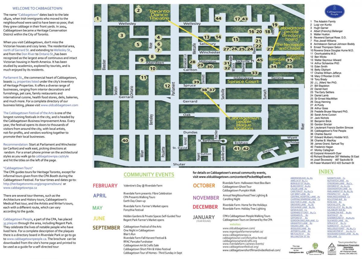 نقشه Cabbagetown رویدادهای تورنتو