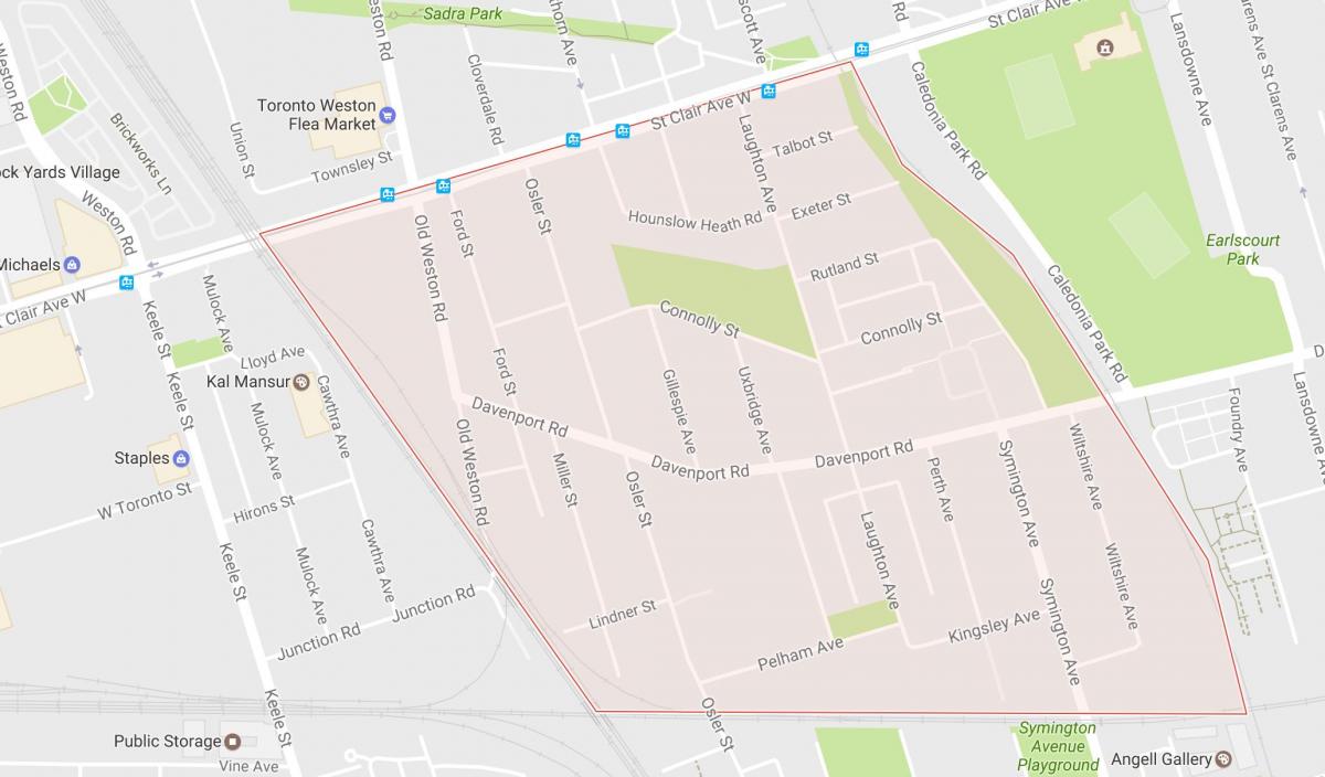 نقشه از Carleton Village محله تورنتو