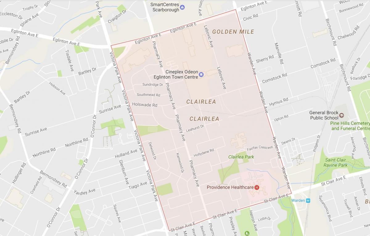 نقشه Clairlea محله تورنتو