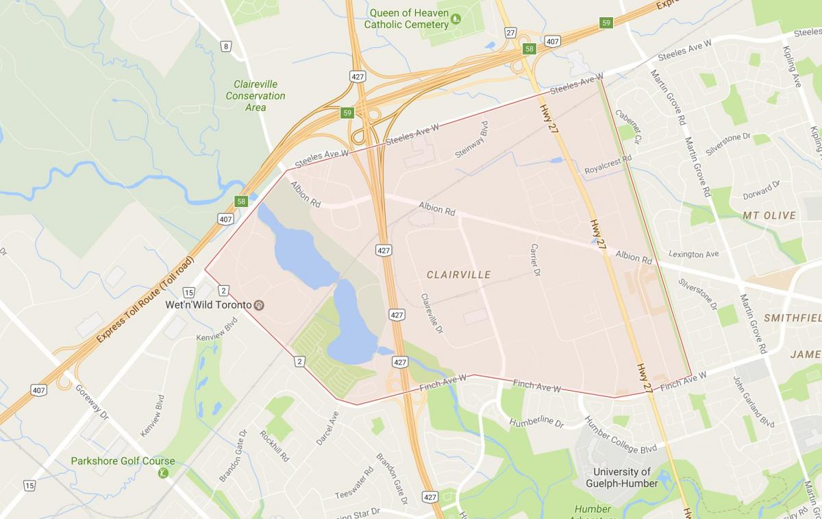 نقشه Clairville محله تورنتو