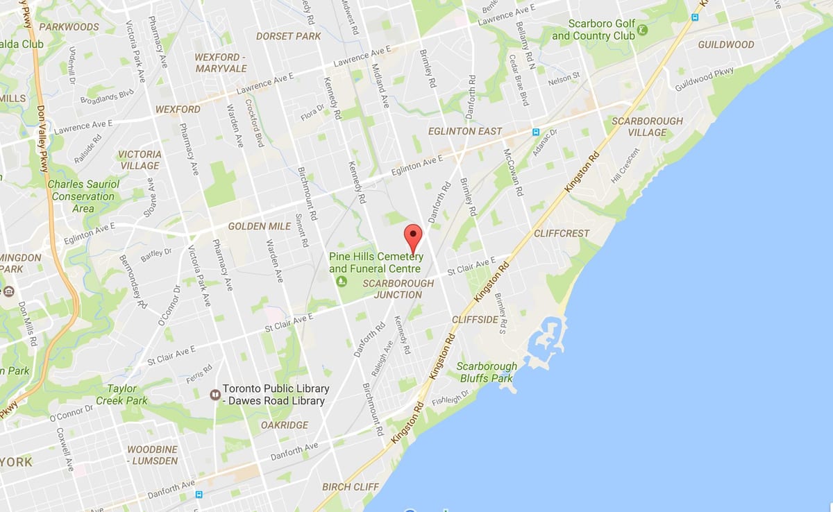 نقشه Danforth جاده تورنتو