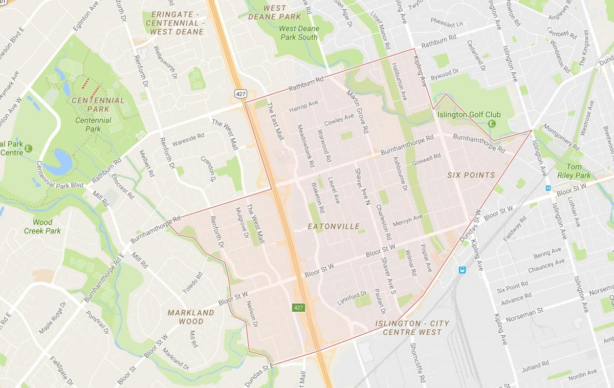 نقشه Eatonville محله تورنتو