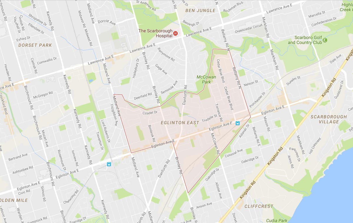 نقشه Eglinton شرق محله تورنتو