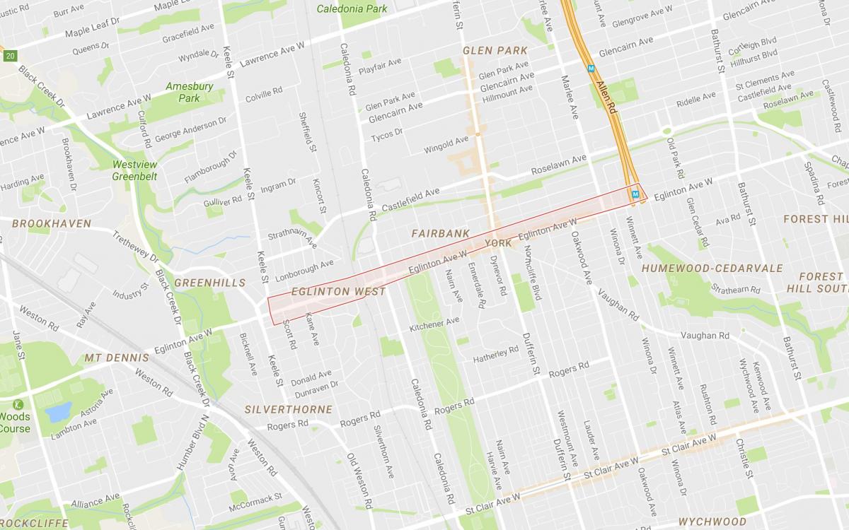 نقشه Eglinton غرب محله های تورنتو