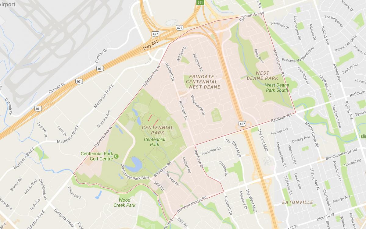 نقشه Eringate محله تورنتو