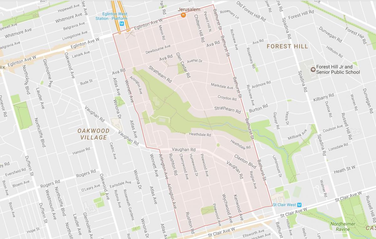 نقشه Humewood–Cedarvale محله تورنتو