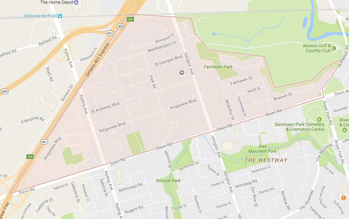نقشه Kingsview ایجاد کرد محله تورنتو