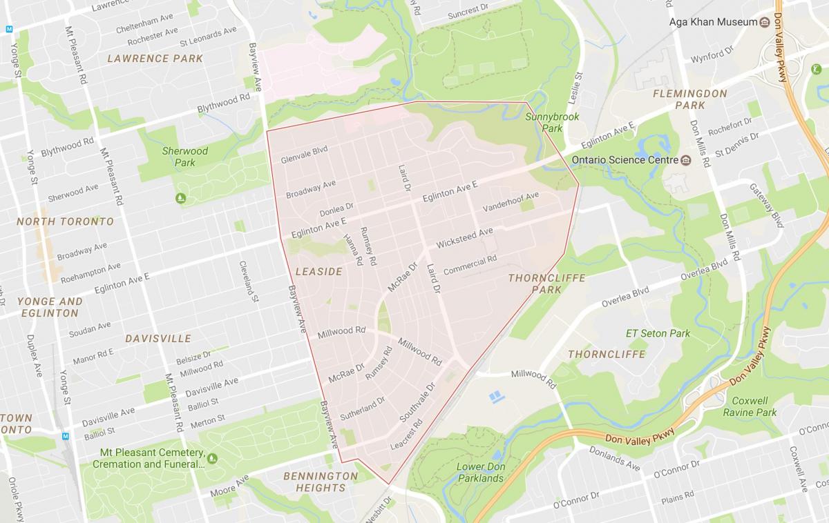 نقشه Leaside محله تورنتو