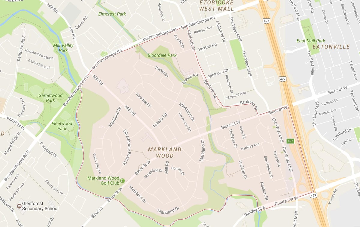 نقشه Markland چوب محله تورنتو