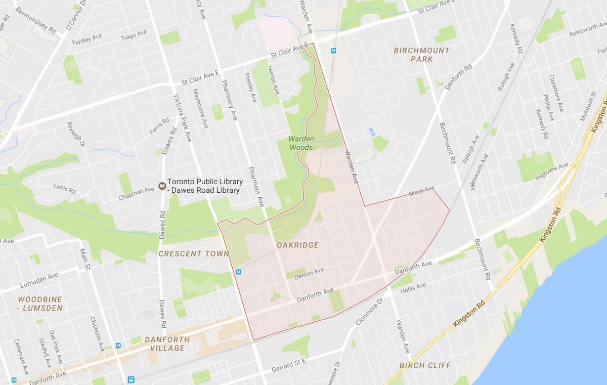 نقشه Oakridge محله تورنتو