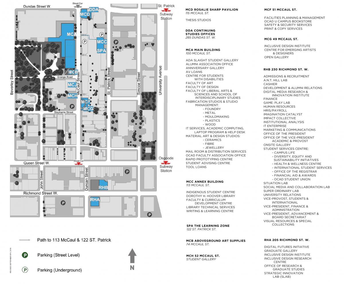 نقشه دانشگاه OCAD تورنتو