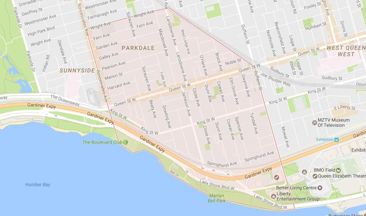 نقشه Parkdale محله تورنتو
