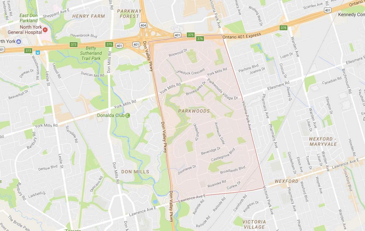 نقشه Parkwoods محله تورنتو