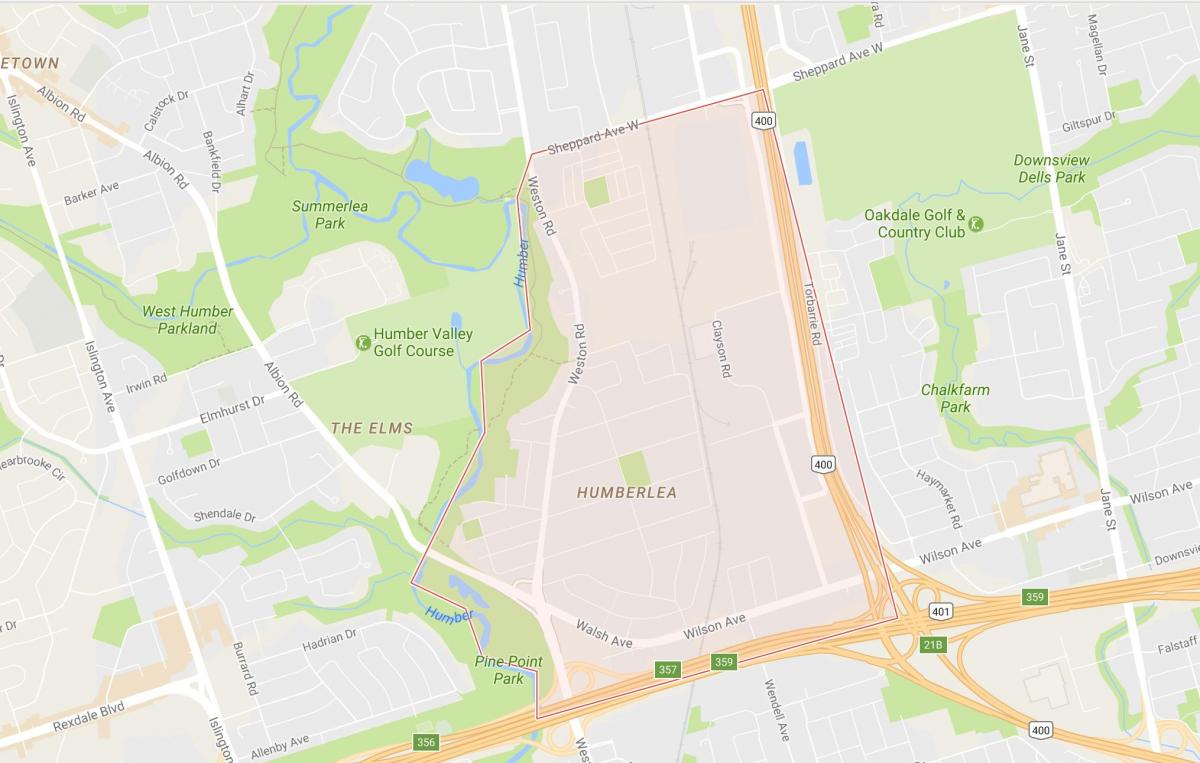 نقشه Pelmo پارک – Humberlea محله تورنتو