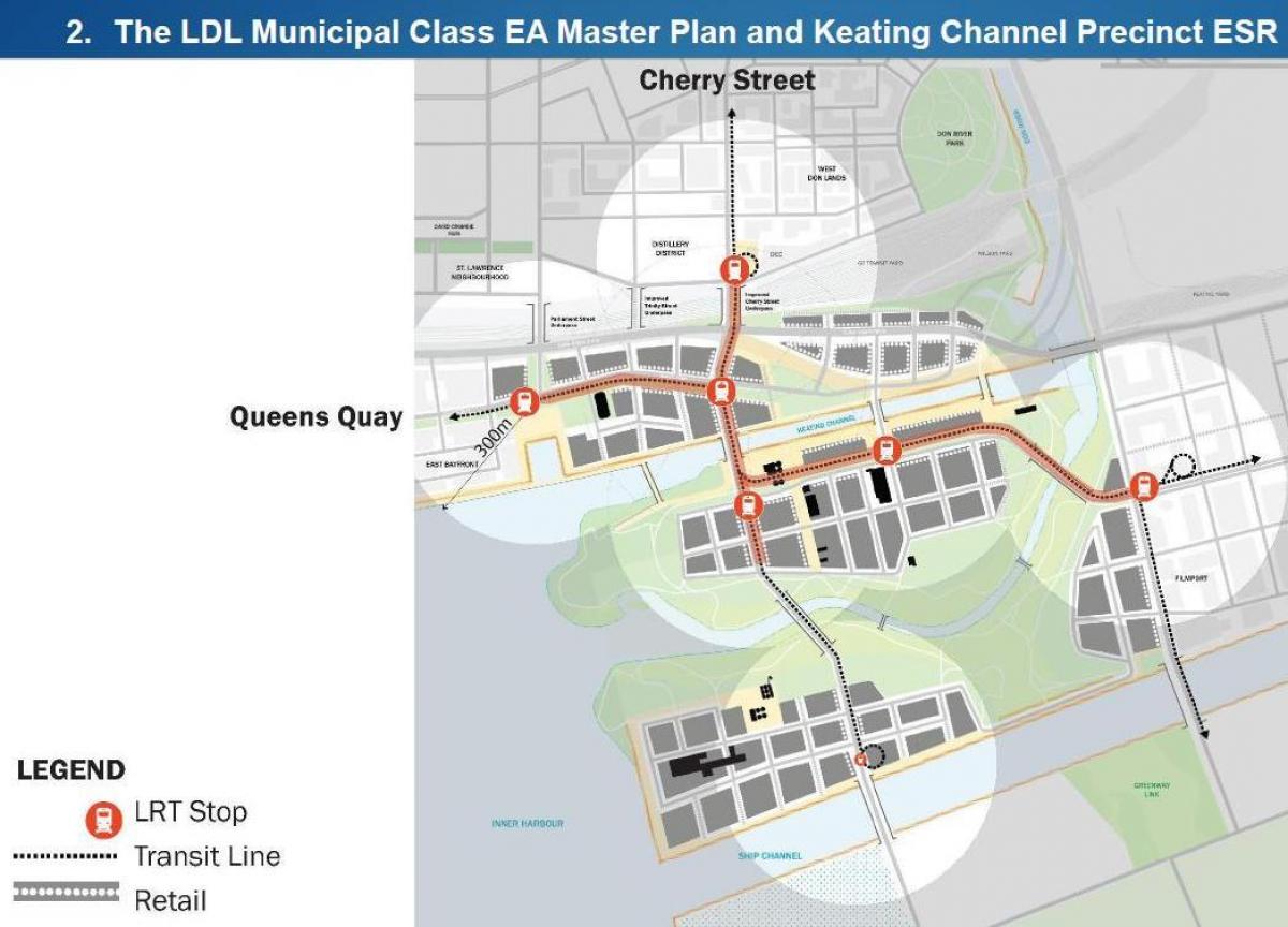 نقشه Projets شرقی اسکله شرق Bayfront تورنتو