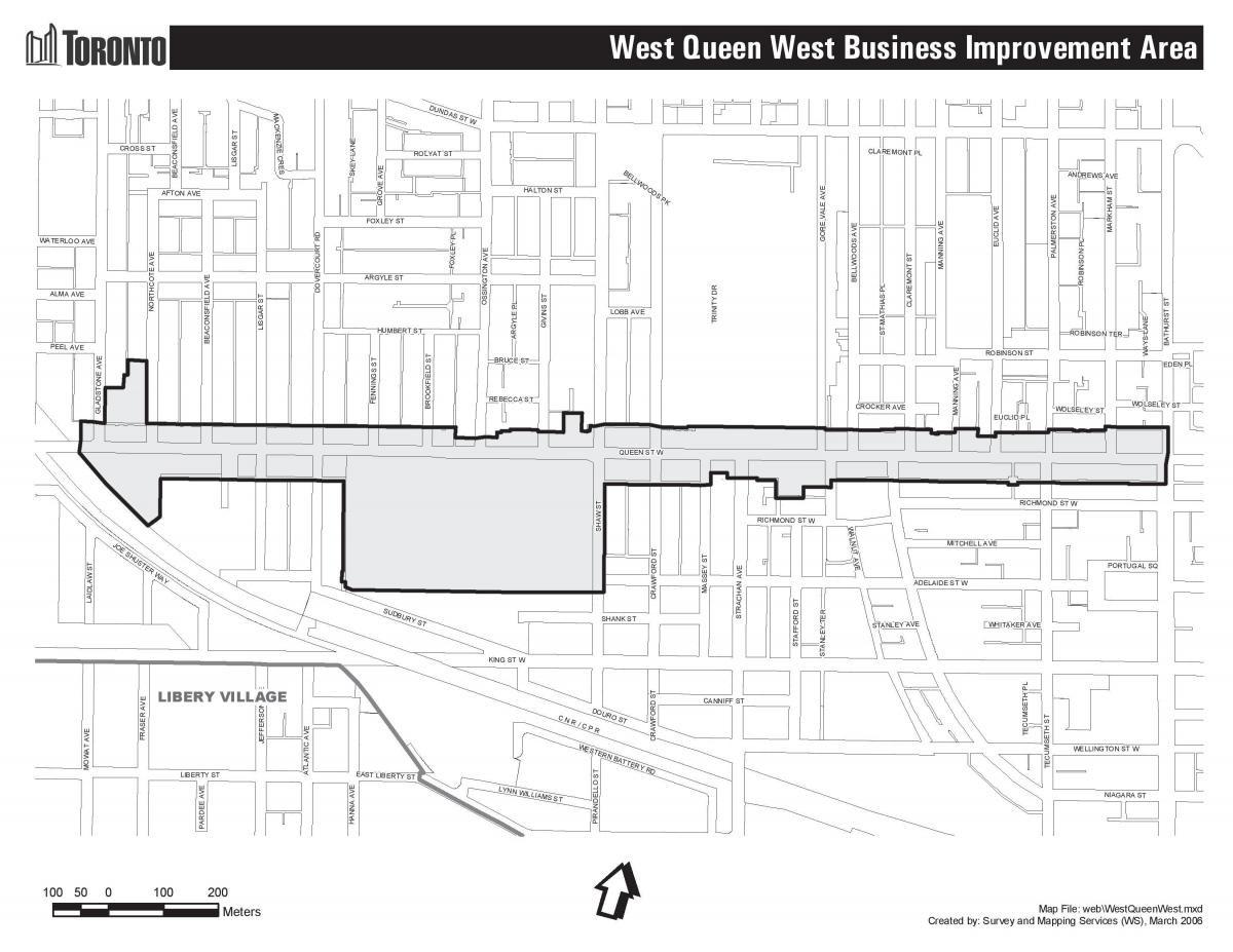 نقشه خیابان ملکه غرب تورنتو