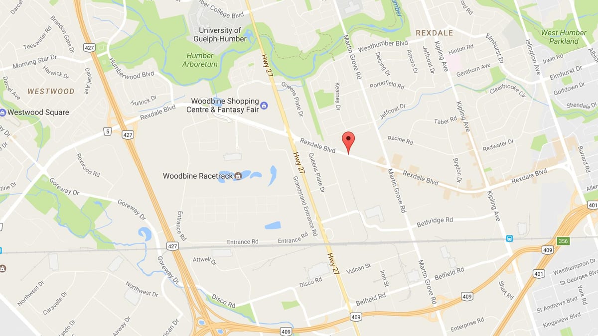 نقشه Rexdale بلوار تورنتو