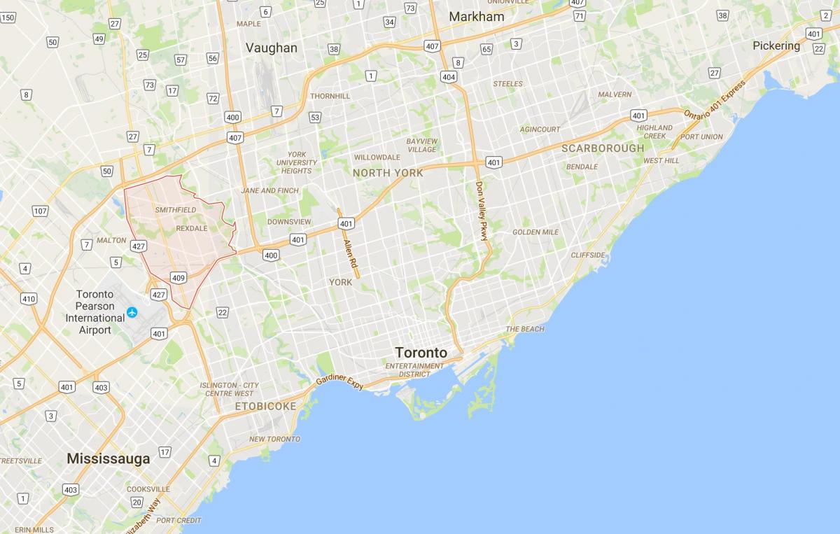 نقشه Rexdale منطقه تورنتو