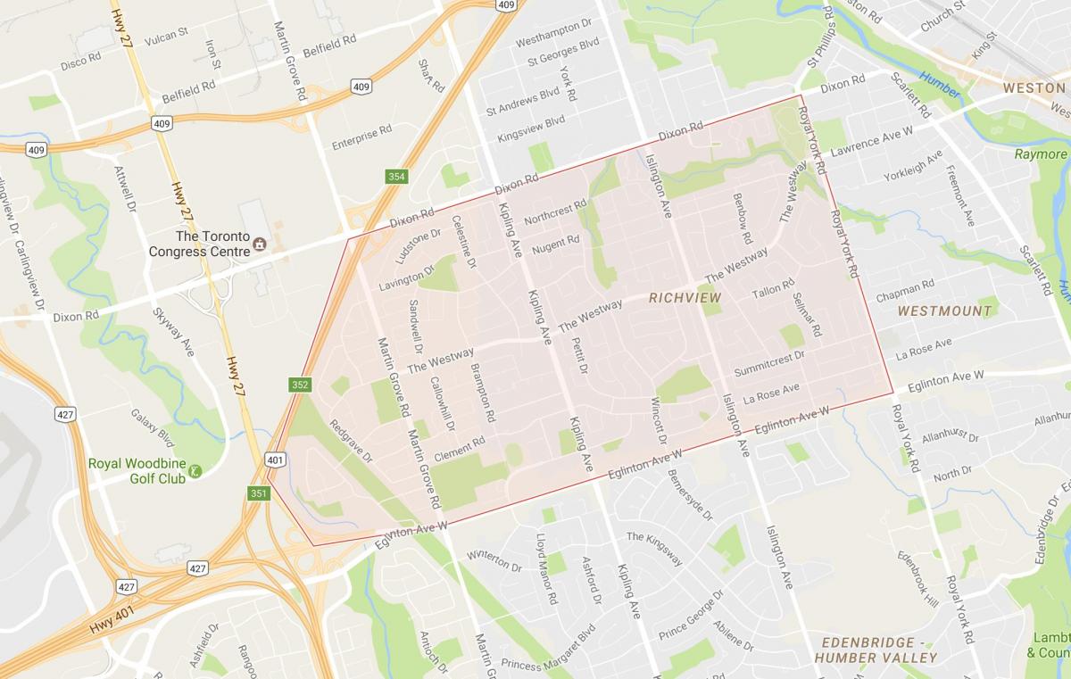 نقشه Richview محله تورنتو
