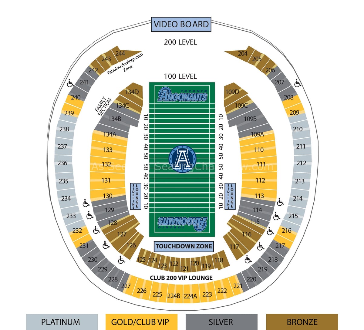 نقشه Rogers centre فوتبال