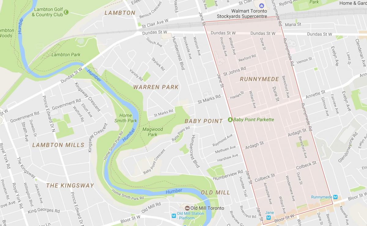 نقشه Runnymede محله تورنتو