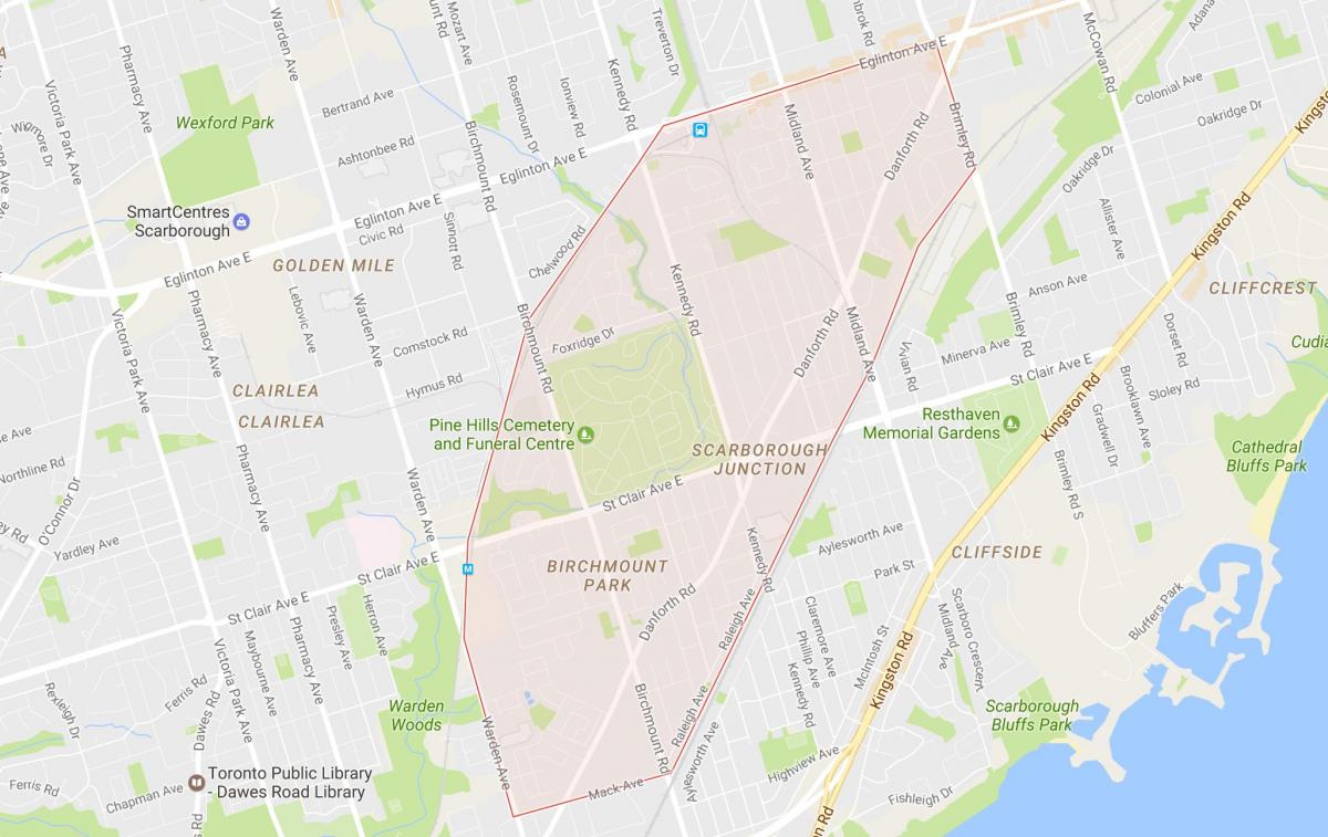 نقشه Scarborough تقاطع محله تورنتو