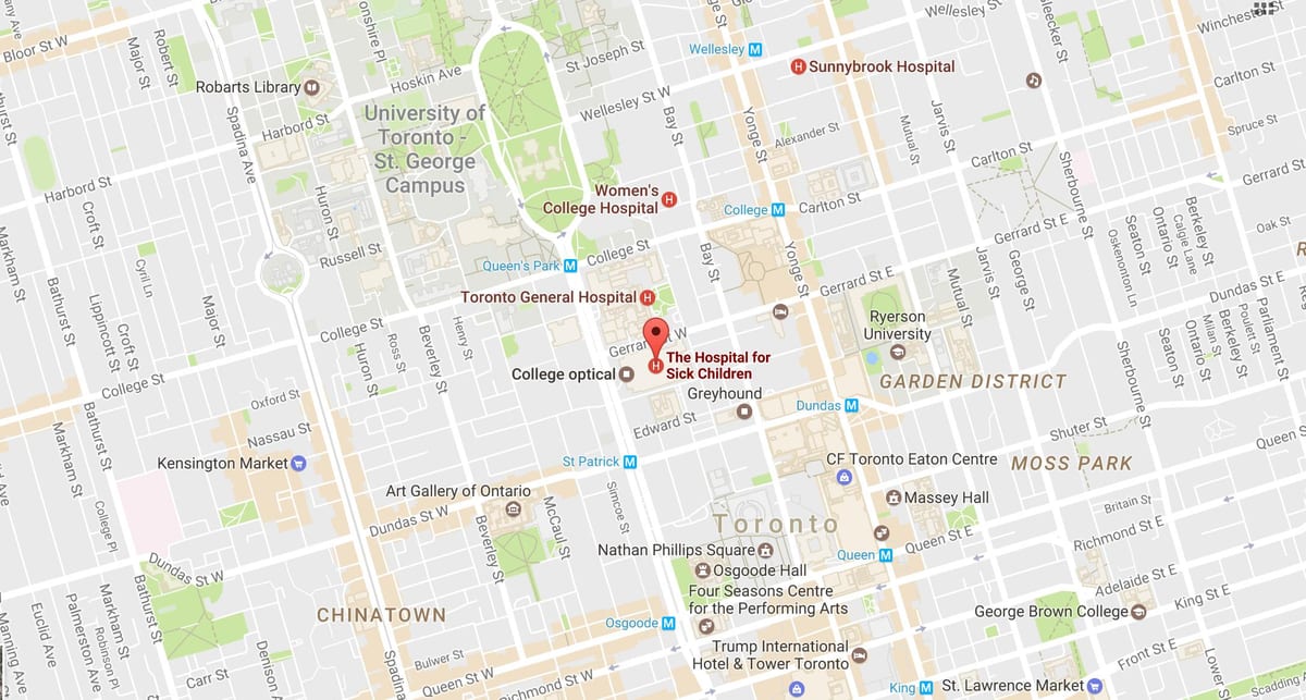نقشه Sickkids تورنتو