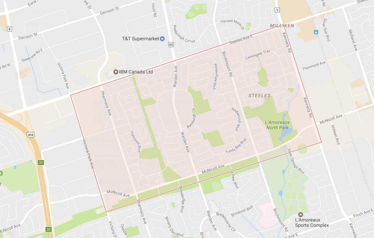 نقشه Steeles محله تورنتو