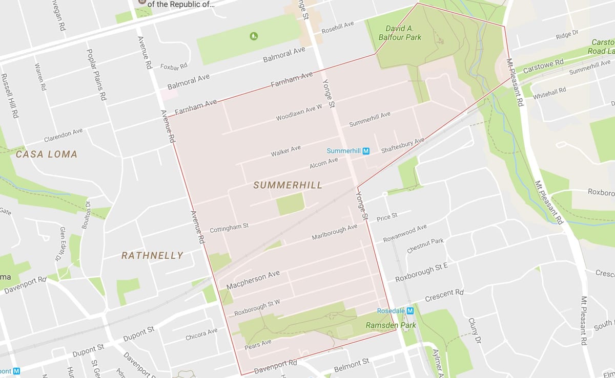 نقشه Summerhill محله تورنتو