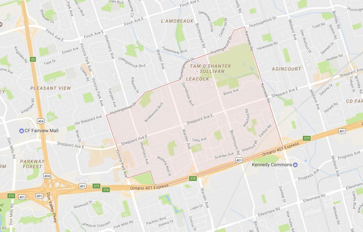 نقشه Tam O'Shanter – سالیوان محله تورنتو