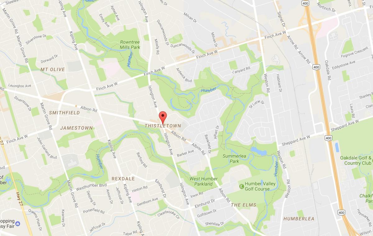نقشه Thistletownneighbourhood محله تورنتو
