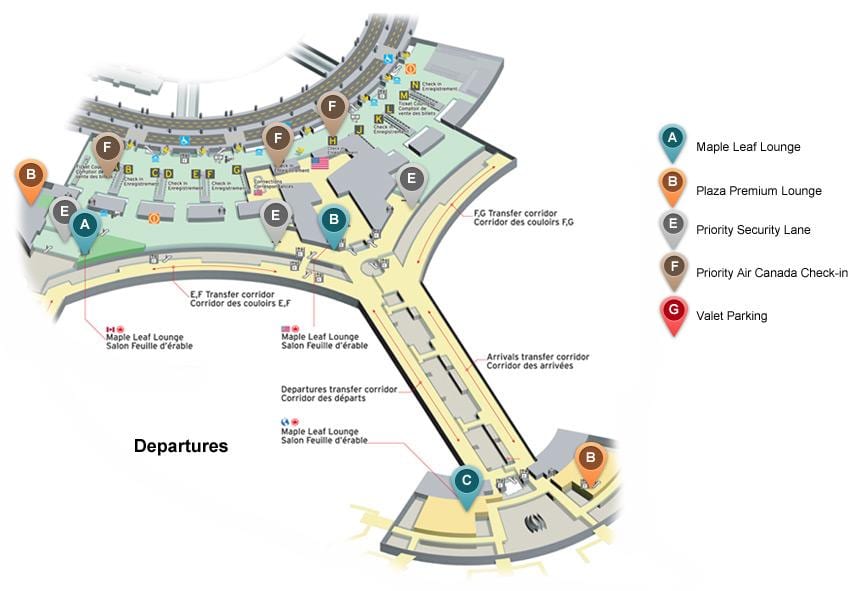 نقشه از Toronto Pearson international airport خروج ترمینال