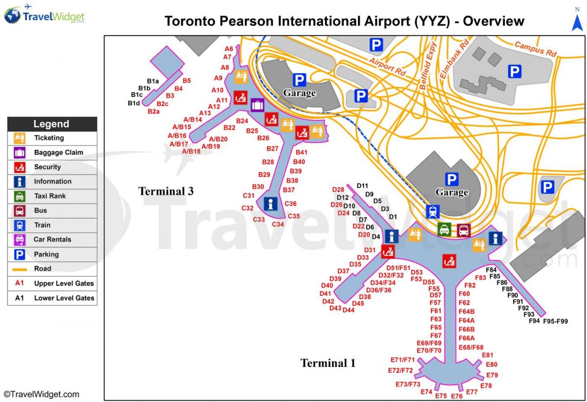 نقشه از Toronto Pearson international airport