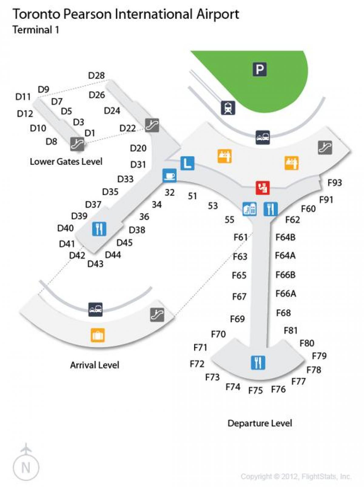 نقشه از Toronto Pearson international airport terminal 1
