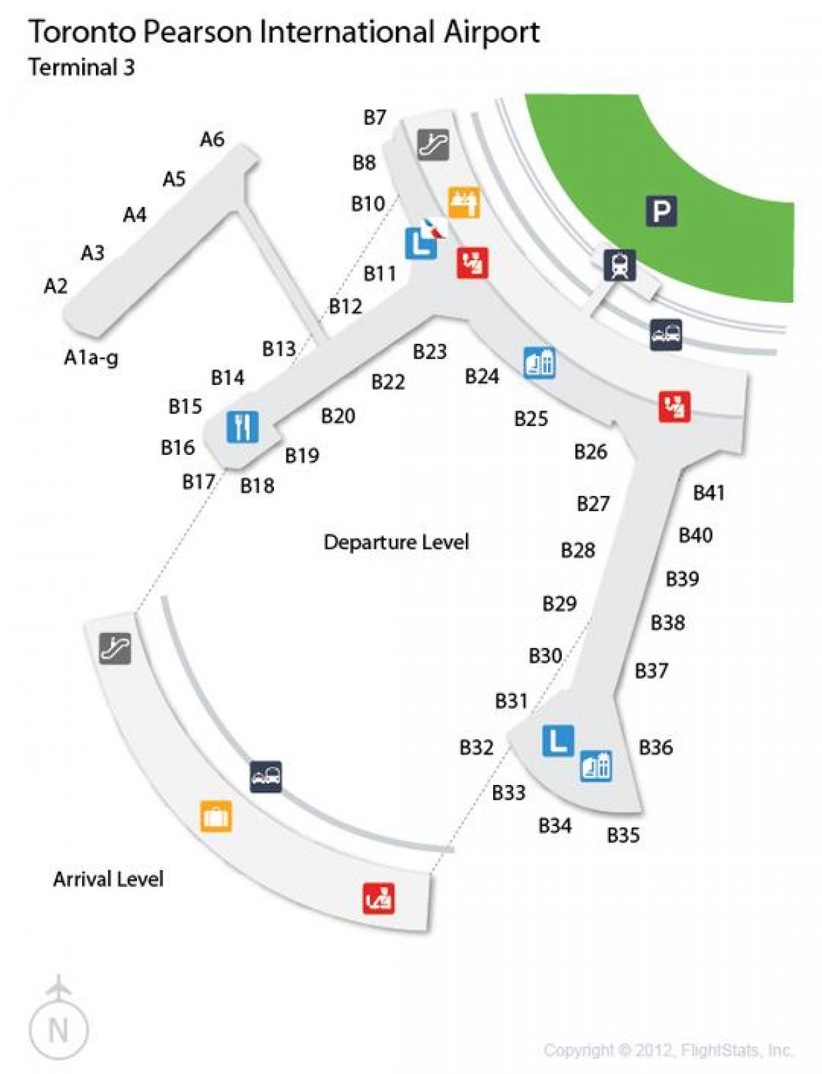 نقشه از Toronto Pearson International airport terminal 3