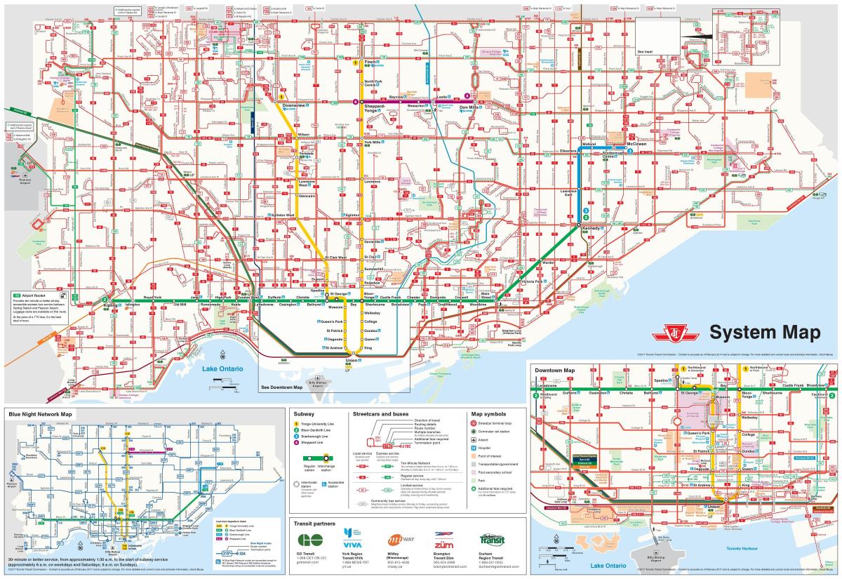 نقشه مسیرهای اتوبوس TTC