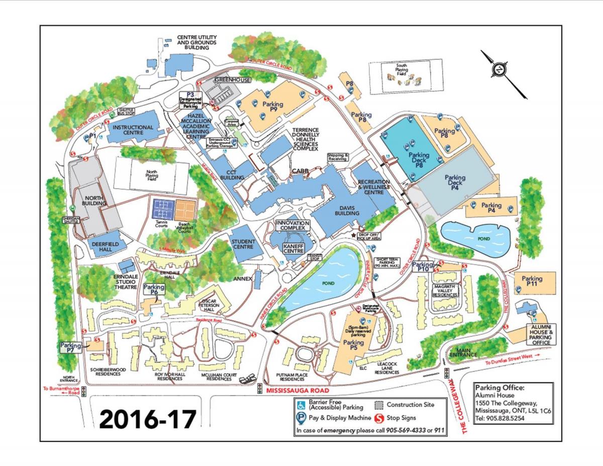 نقشه university of Toronto Mississauga پارکینگ