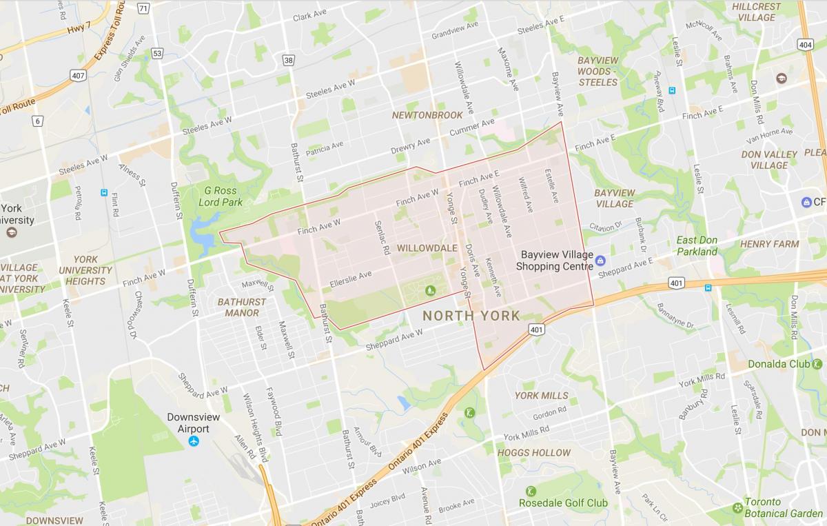 نقشه Willowdale محله تورنتو
