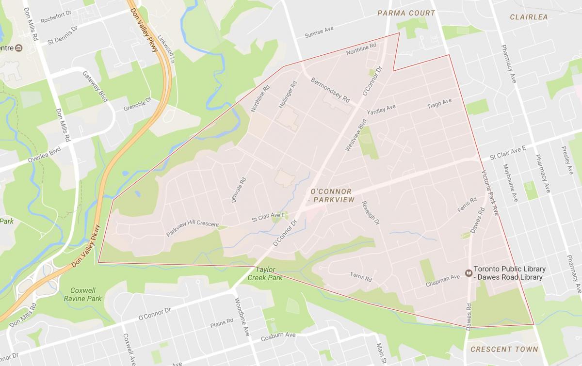 نقشه اوکانر–Parkview محله تورنتو