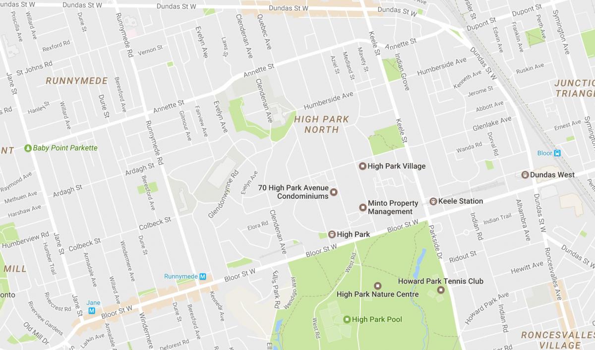 نقشه بالا محله پارک تورنتو