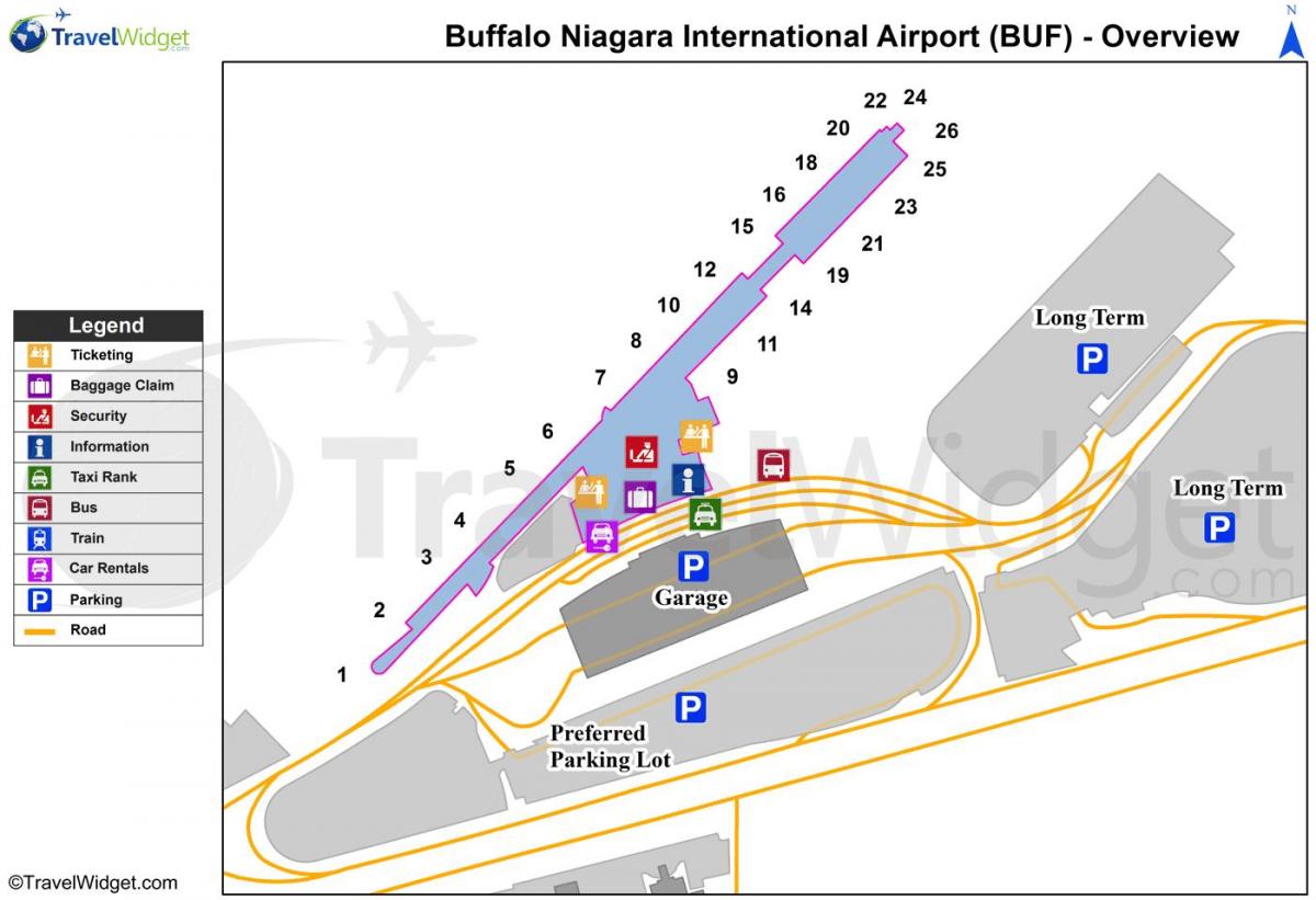 نقشه از بوفالو نیاگارا در فرودگاه