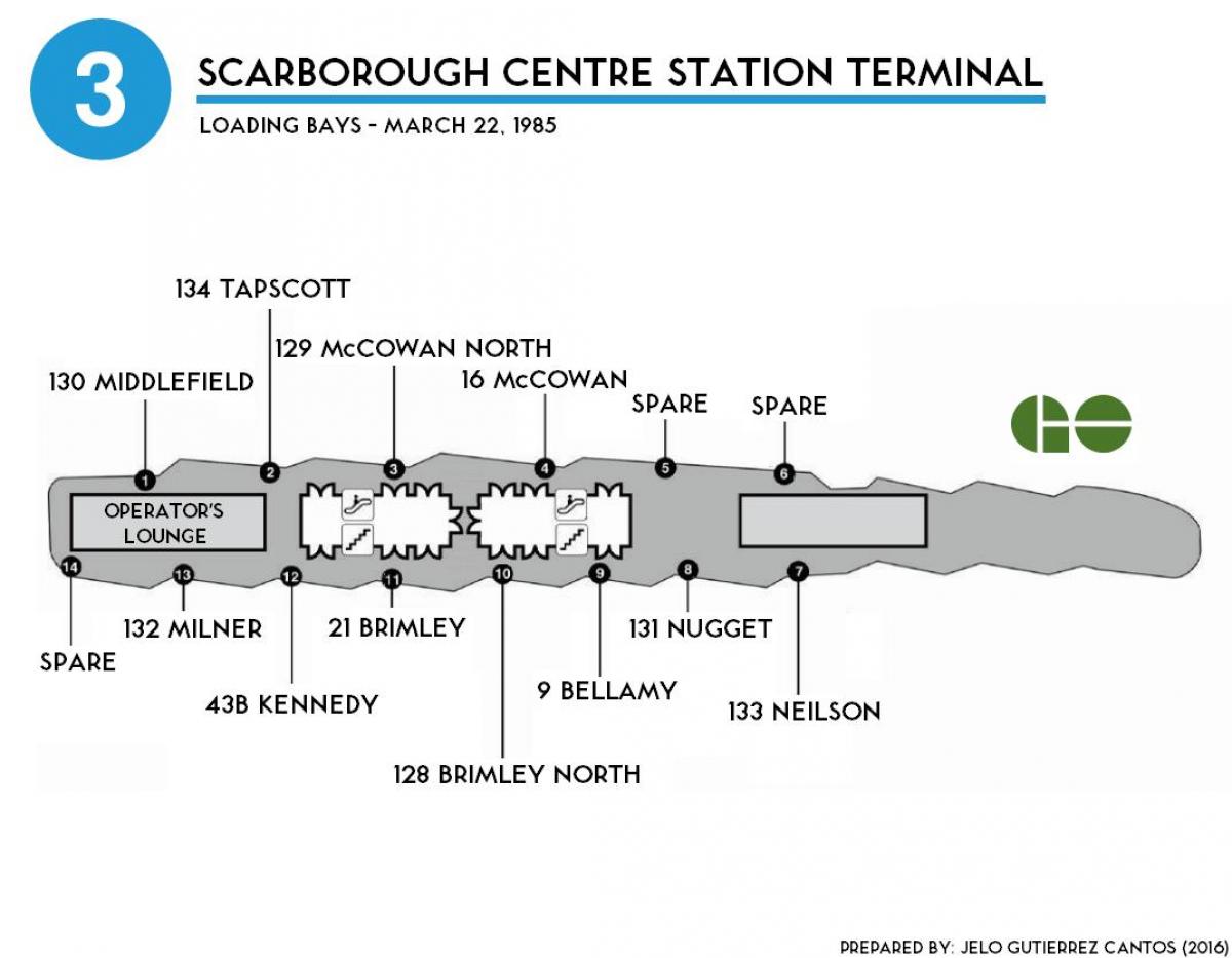 نقشه از تورنتو اسکاربورو مرکز ایستگاه ترمینال