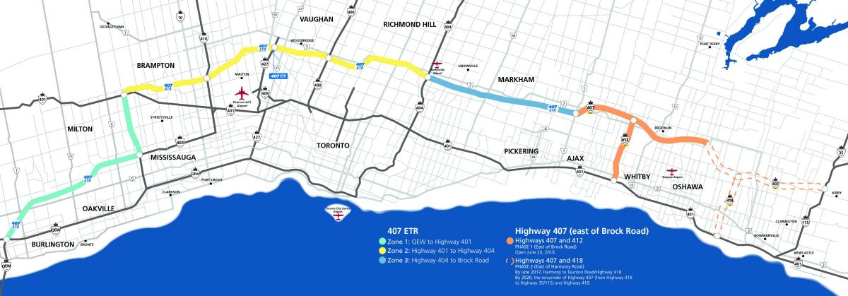 نقشه از تورنتو بزرگراه 407